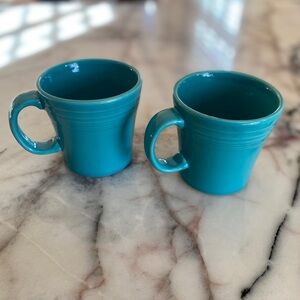 Vintage Fiesta Turquoise Coffee Mug Set of 2 | Made in USA | Teal